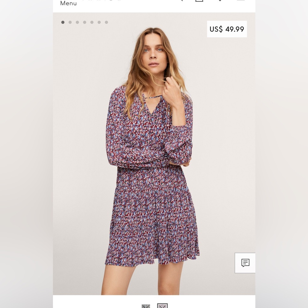 Mango Floral print dress drop waist size 2